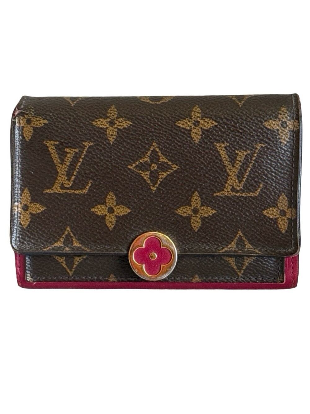 Authentic Louis Vuitton Monogram Flore Compact Wallet Fuchsia Pink Flower